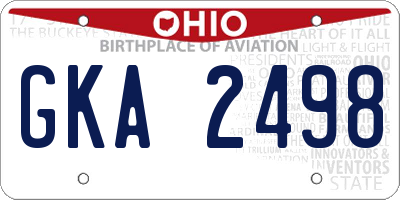OH license plate GKA2498