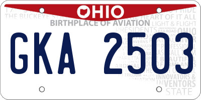 OH license plate GKA2503