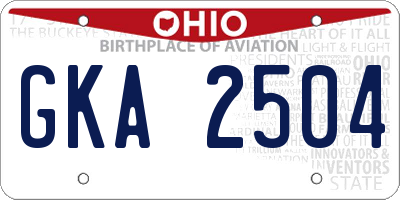 OH license plate GKA2504
