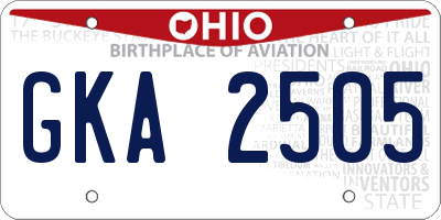 OH license plate GKA2505