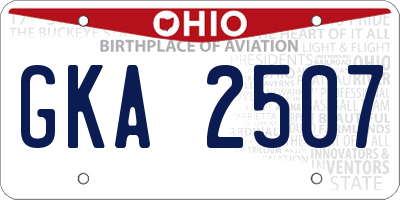 OH license plate GKA2507