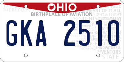 OH license plate GKA2510