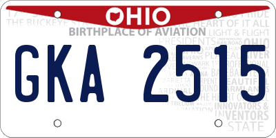 OH license plate GKA2515