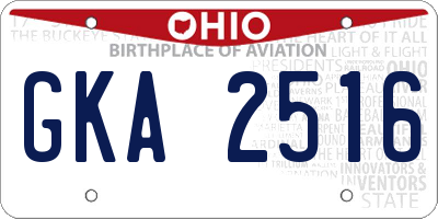 OH license plate GKA2516