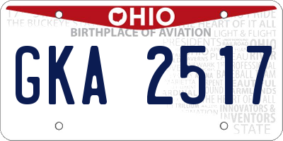 OH license plate GKA2517