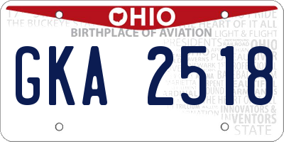 OH license plate GKA2518