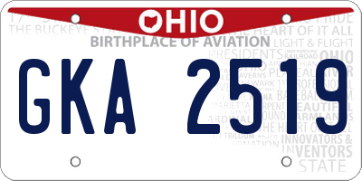 OH license plate GKA2519