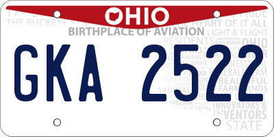 OH license plate GKA2522