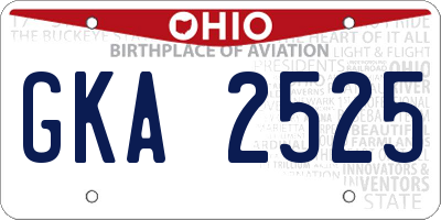 OH license plate GKA2525