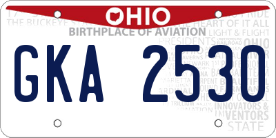 OH license plate GKA2530