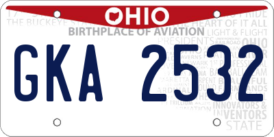 OH license plate GKA2532