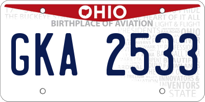 OH license plate GKA2533