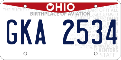 OH license plate GKA2534