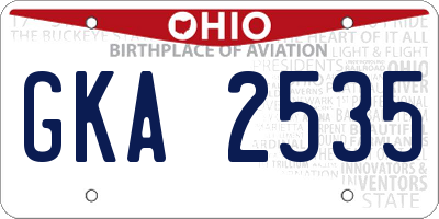 OH license plate GKA2535