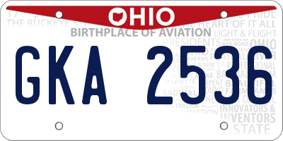 OH license plate GKA2536