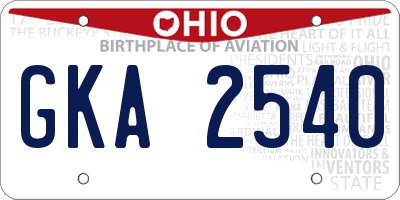 OH license plate GKA2540