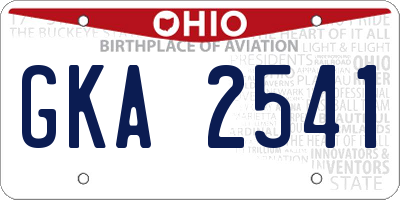 OH license plate GKA2541