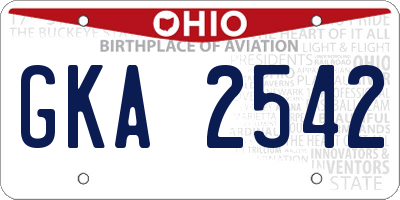 OH license plate GKA2542