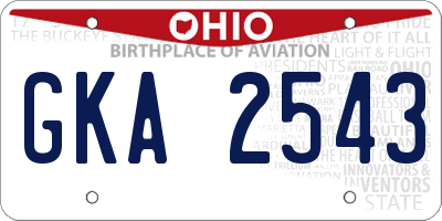 OH license plate GKA2543