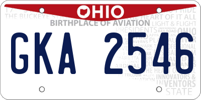 OH license plate GKA2546