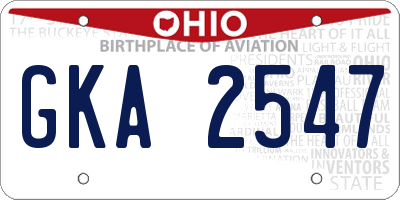 OH license plate GKA2547