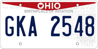 OH license plate GKA2548