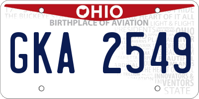 OH license plate GKA2549