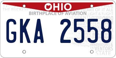 OH license plate GKA2558