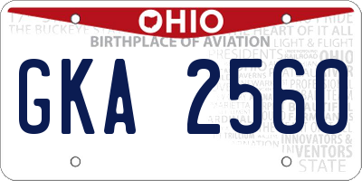 OH license plate GKA2560