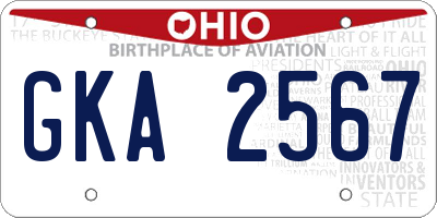 OH license plate GKA2567
