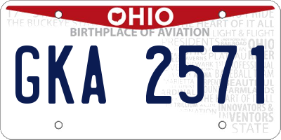 OH license plate GKA2571
