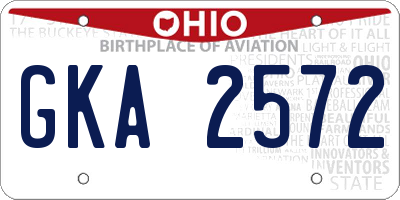 OH license plate GKA2572
