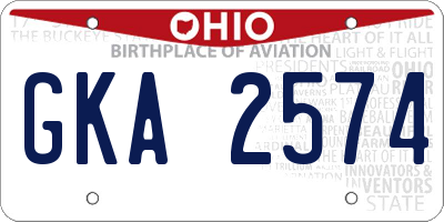 OH license plate GKA2574