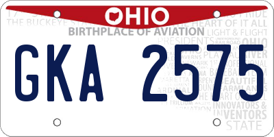OH license plate GKA2575
