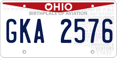 OH license plate GKA2576