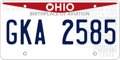 OH license plate GKA2585