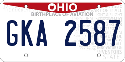 OH license plate GKA2587