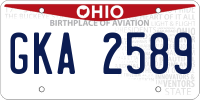 OH license plate GKA2589