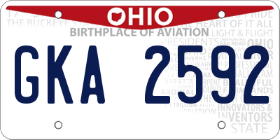 OH license plate GKA2592