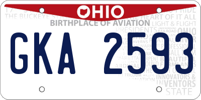 OH license plate GKA2593