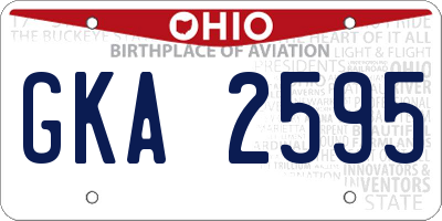 OH license plate GKA2595