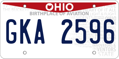 OH license plate GKA2596