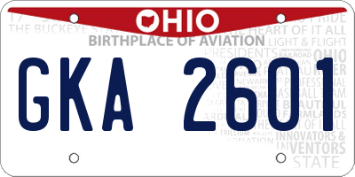 OH license plate GKA2601