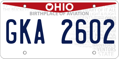 OH license plate GKA2602