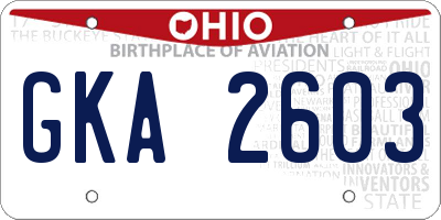 OH license plate GKA2603