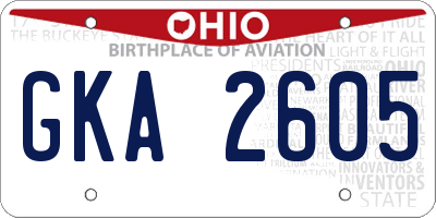 OH license plate GKA2605