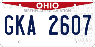 OH license plate GKA2607