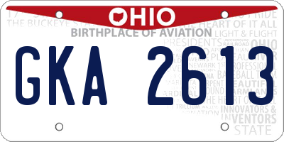 OH license plate GKA2613