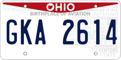 OH license plate GKA2614