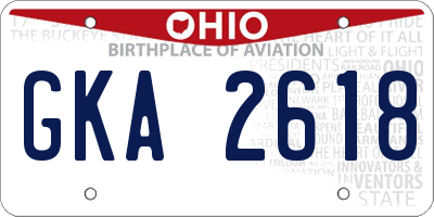OH license plate GKA2618
